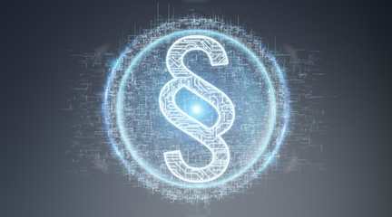Fototapeta premium Law paragraph digital hologram background 3D rendering