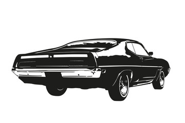 American muscle car from the 1970s vector silhouette illustration