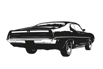 Deurstickers Amerikaanse muscle car uit de vector silhouet illustratie van de jaren 70 © eyewave
