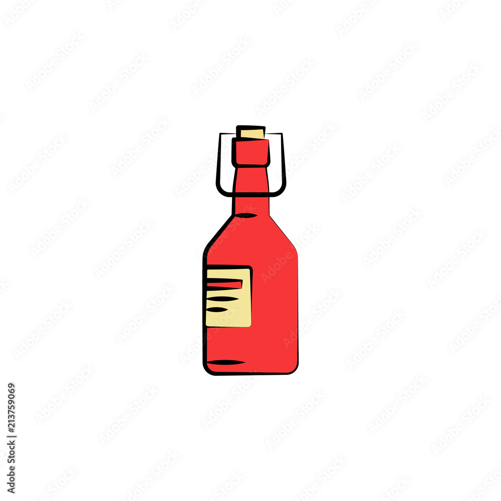 Aufkleber glass bottle of beer colored sketch style icon. element of beer icon for mobile concept and web apps