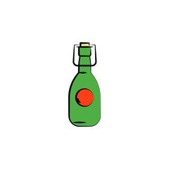 beer in glass bottle colored sketch style icon. Element of beer icon for mobile concept and web apps. Hand drawn beer in glass bottle icon can be used for web and mobile