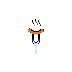 sausage on the fork colored sketch style icon. Element of beer icon for mobile concept and web apps. Hand drawn sausage on the fork icon can be used for web and mobile