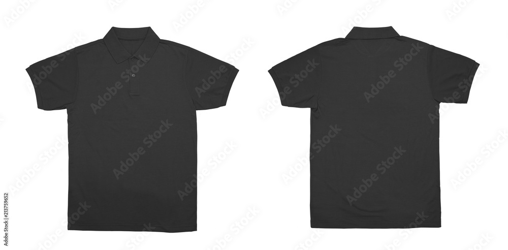 Canvas Prints Blank Polo shirt color black front and back view on white background