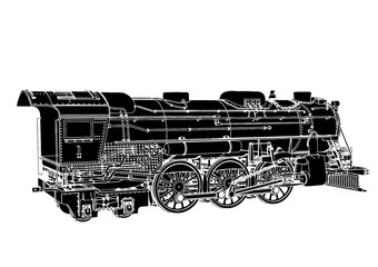 silhouette retro steam engine vector