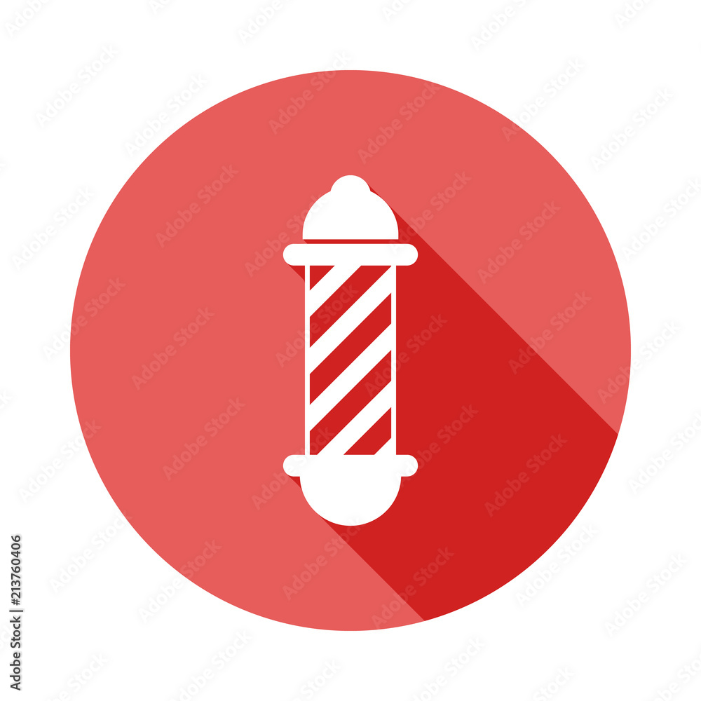 Poster barber pole long shadow flat icon. element of barber icon for mobile concept and web apps. long shad