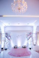 Wedding tables in restaurant. deciration