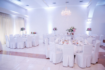 Wedding tables in restaurant. deciration