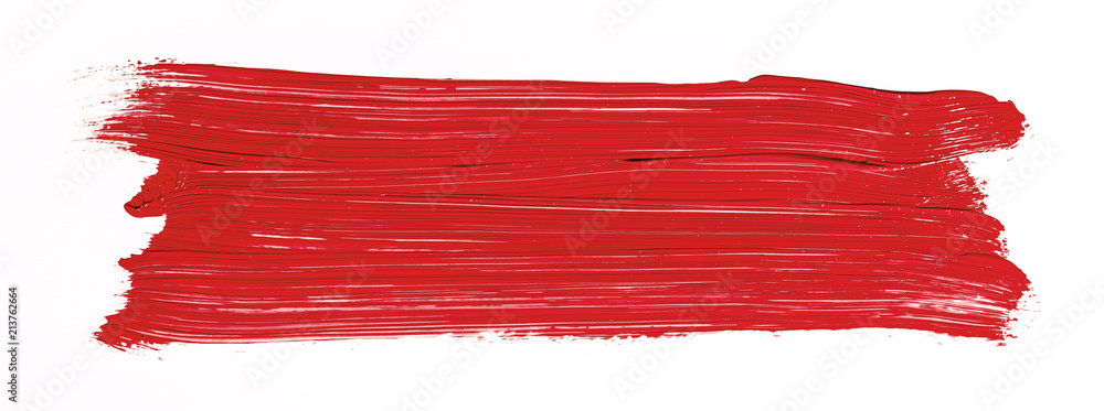 Wall mural red brush stroke isolated over white background