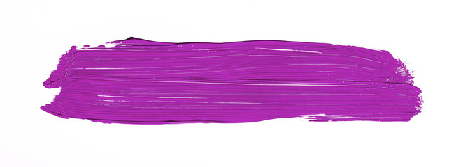Purple brush stroke over white background