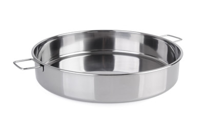 Bowl from stainless steel on background