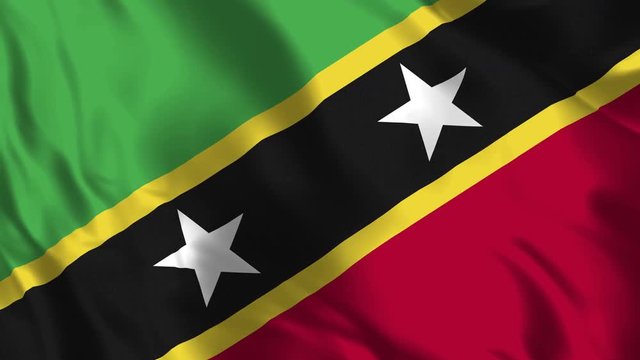 Saint Kitts and Nevis Flag - Realistic 4K - 60 fps flag of the Saint Kitts and Nevis waving in the wind. Seamless loop with highly detailed fabric texture. Loop ready in 4k resolution