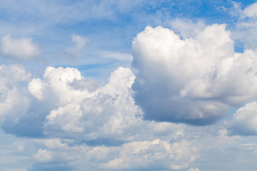 Naklejka na ściany i meble Cumulus clouds in the summer sky, Yaroslavl region, Russia