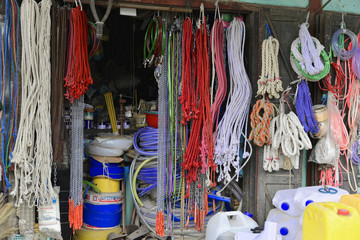 Seileverkauf, Markt in Nampan, Shan Staat, Myanmar, Asien