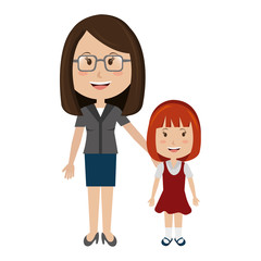 Obraz na płótnie Canvas woman teacher with girl avatar character