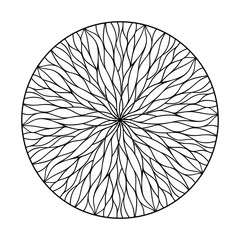 Round mandala ornament from flowing lines. Nature weave. Vector decor elements