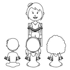 woman teacher with students