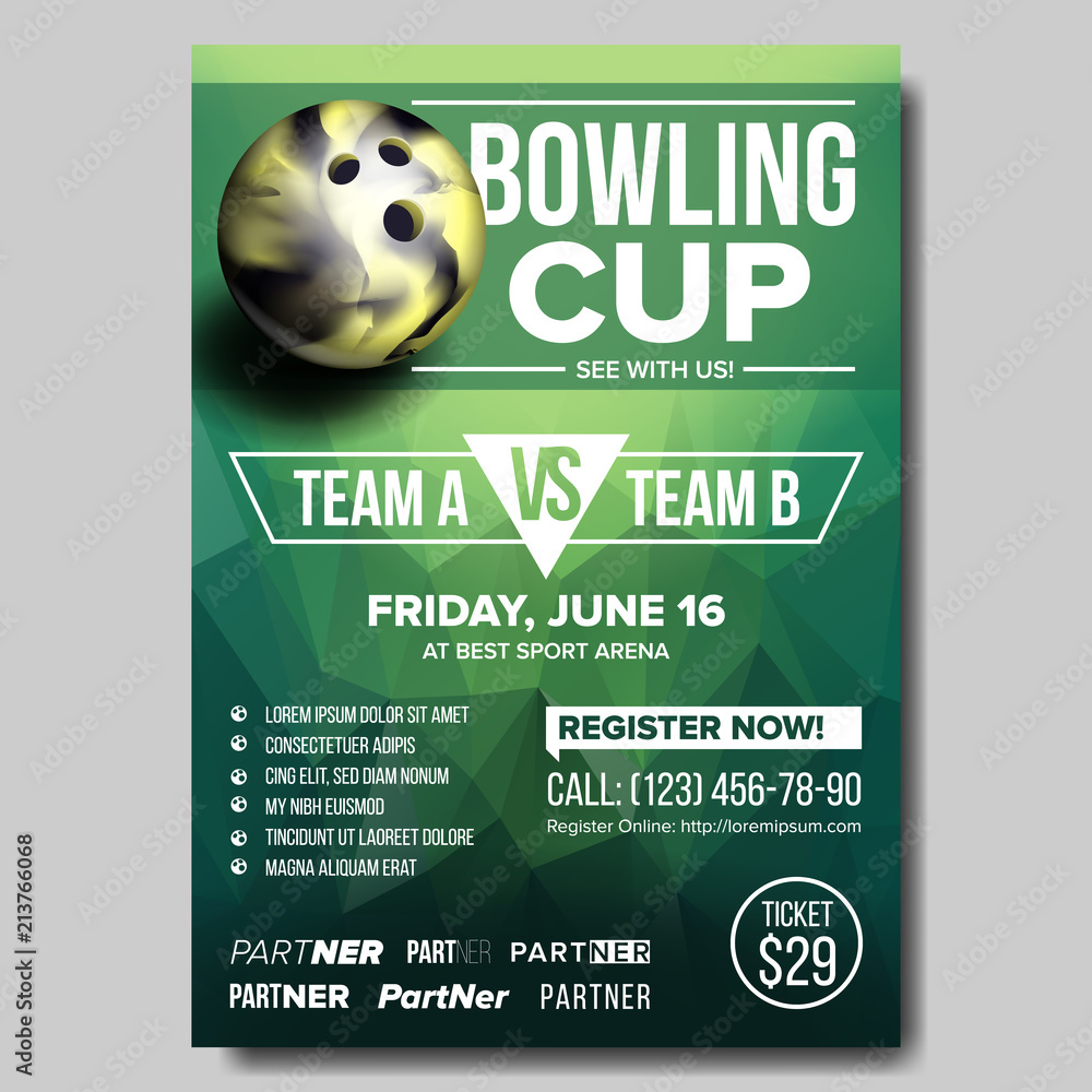 Canvas Prints bowling poster vector. bowling ball. vertical design for sport bar promotion. tournament, championsh