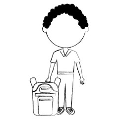 student boy with schoolbag avatar character