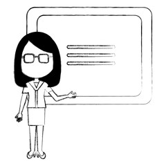 woman teacher with chalkboard avatar character