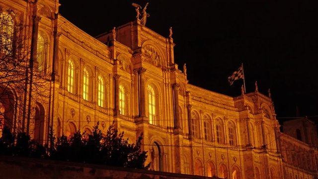 The Maximilianeum palace (1874), seat of Bavarian Landtag at night, Munich, Germany