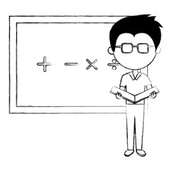 man teacher with chalkboard avatar character