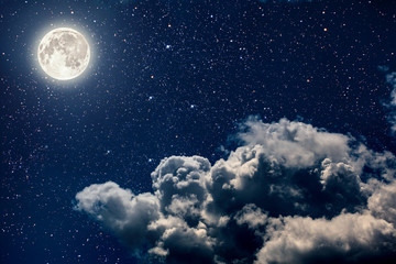 backgrounds night sky with stars and moon and clouds