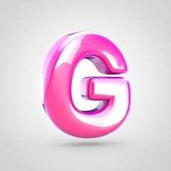 Pink letter G uppercase isolated on white background.