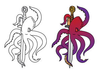 Coloring octopus with sample