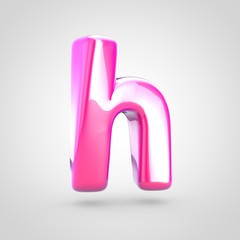 Pink letter H lowercase isolated on white background.