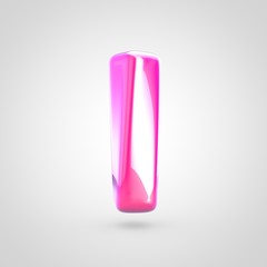 Pink letter I uppercase isolated on white background.