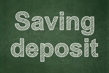 Obraz premium Currency concept: text Saving Deposit on Green chalkboard background