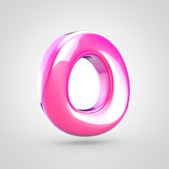 Pink letter O uppercase isolated on white background.