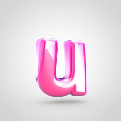 Pink letter U lowercase isolated on white background.