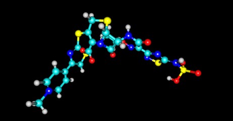 Ceftaroline molecular structure isolated on black