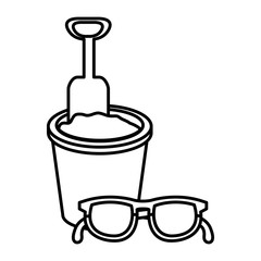 sand bucket with sunglasses