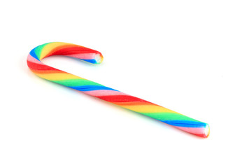 Lollipop Colored Candy Cane closeup.