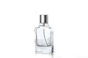Perfume bottle isolated on white background, fragrance spray mockup