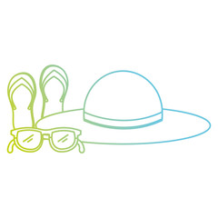 summer hat with flip flops and sunglasses