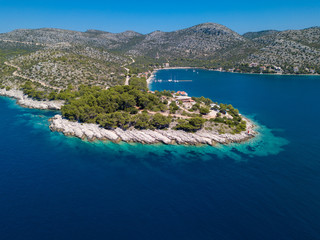 Aerial view taken in Lastovo , Croatia
