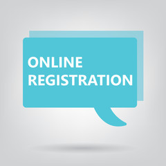 online registration written on speech bubble- vector illustration