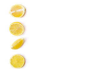 Lemon slices isolated on white, with copy space