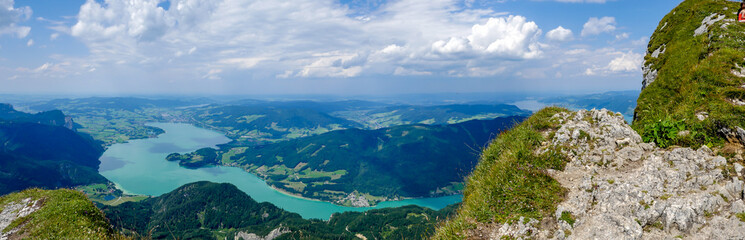 Naklejka premium Panorama Landschaft Mondseeblick