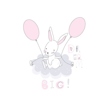 Child illustration with cute hare