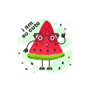 cute cartoon watermelon illustration