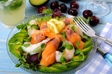 Prawn and smoked salmon summer salad