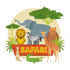 Group of African Safari Animals - obrazy, fototapety, plakaty
