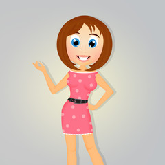 illustration of brunette girl