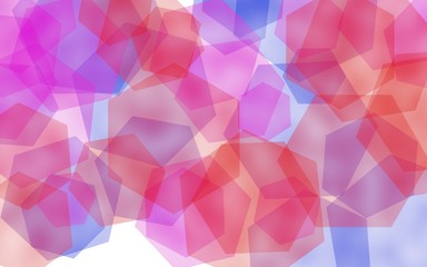 Obraz premium Multicolored translucent hexagons on white background. Pink tones. 3D illustration