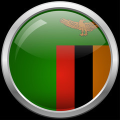 Fototapeta premium Zambian flag glass button vector illustration