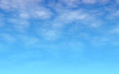 The bright sky in the morning. Blue sky background with white clouds. Cumulus white clouds in the clear blue sky. 3D illustration